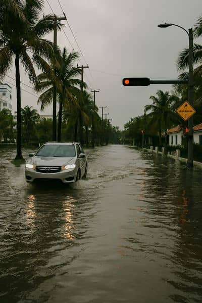 Flooded street in Miami showing the importance of an up-to-date FEMA Elevation Certificate for property owners
