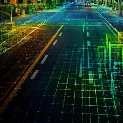 City-wide lidar mapping in Miami showing road geometry, curbs, and urban infrastructure for autonomous vehicle navigation